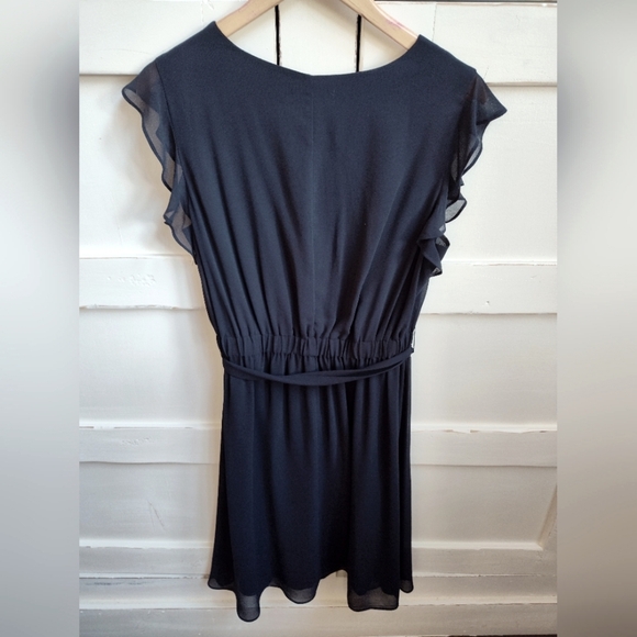 Christopher & Banks Women's Navy Blue Faux Wrap Midi Dress | Size Small - Picture 2 of 5